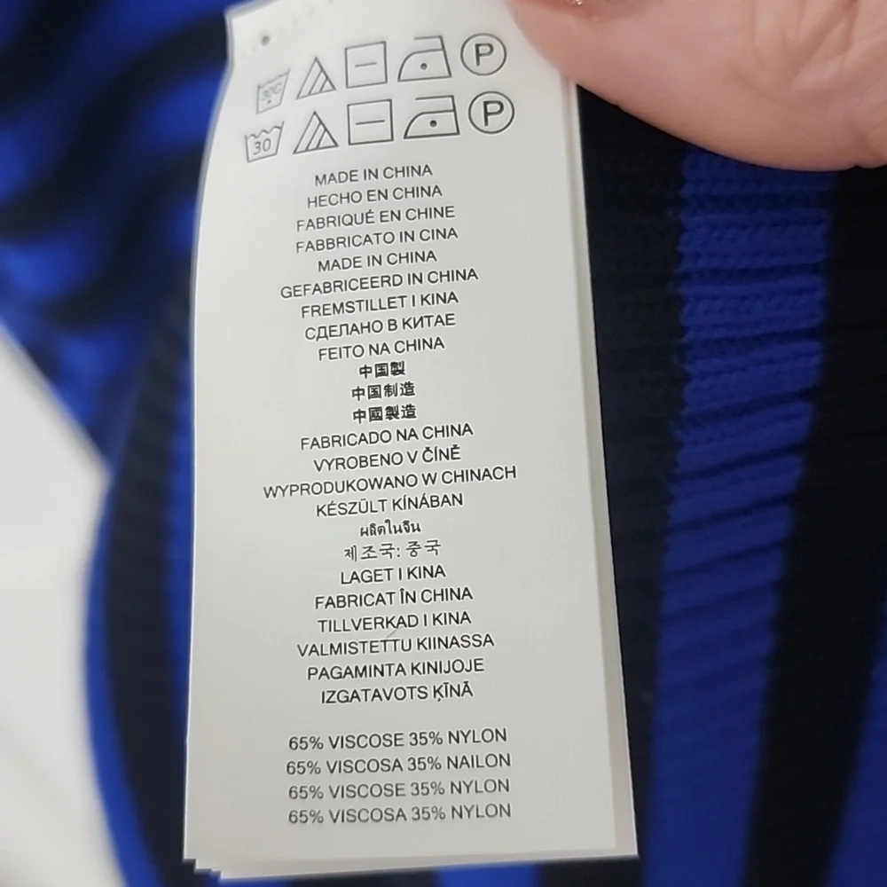 Michael Kors Blue and Black Striped Midi Dress